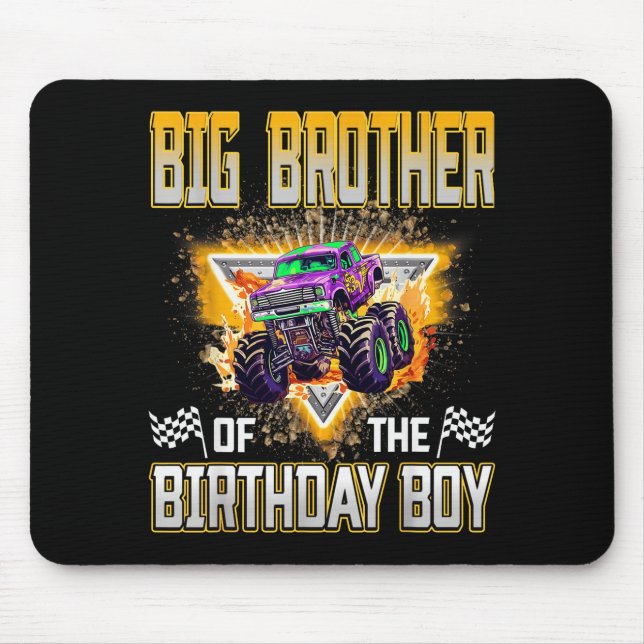 Mousepad Big Brother Of The Birthday Boy Monster Truck Birt (Frente)