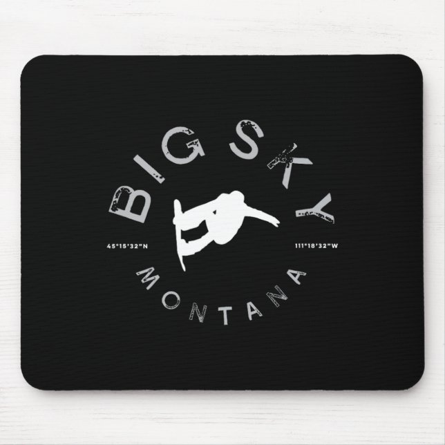 Mousepad Big Sky Montana Graphic Vintage Snowboard (Frente)
