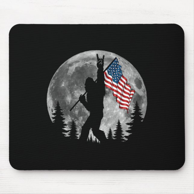 Mousepad Bigfoot American Flag Sasquatch Patriotic 4th Of J (Frente)