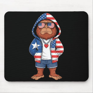 Mousepad Bigfoot Bandeira Americana Sasquatch Patriótico 4 
