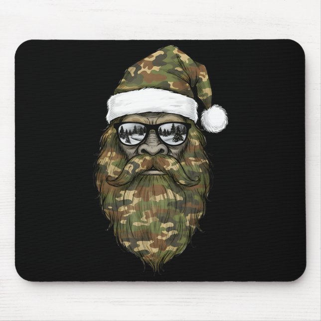 Mousepad Bigfoot Face Sungles Santa Christmas Camo Xmas Sas (Frente)