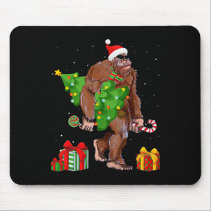 Mousepad Bigfoot Papai noel Árvore de Natal Luz Engraçada X