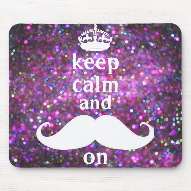 Mousepad Bigode branco com faísca roxa e cor-de-rosa (Frente)