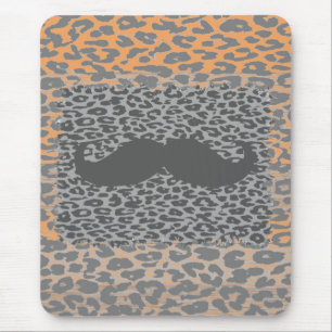 Mousepad Bigode Cinza e Estampa de Leopardo