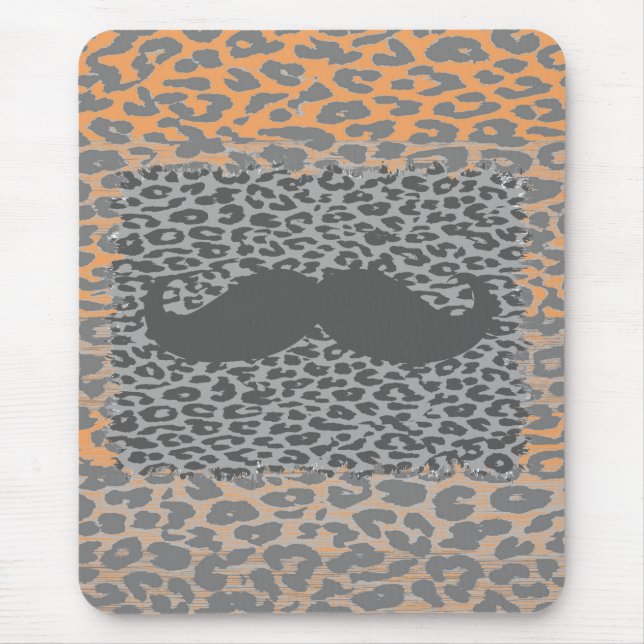 Mousepad Bigode Cinza e Estampa de Leopardo (Frente)