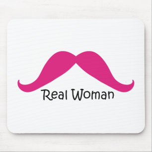 Mousepad Bigode cor-de-rosa e preto engraçado das mulheres