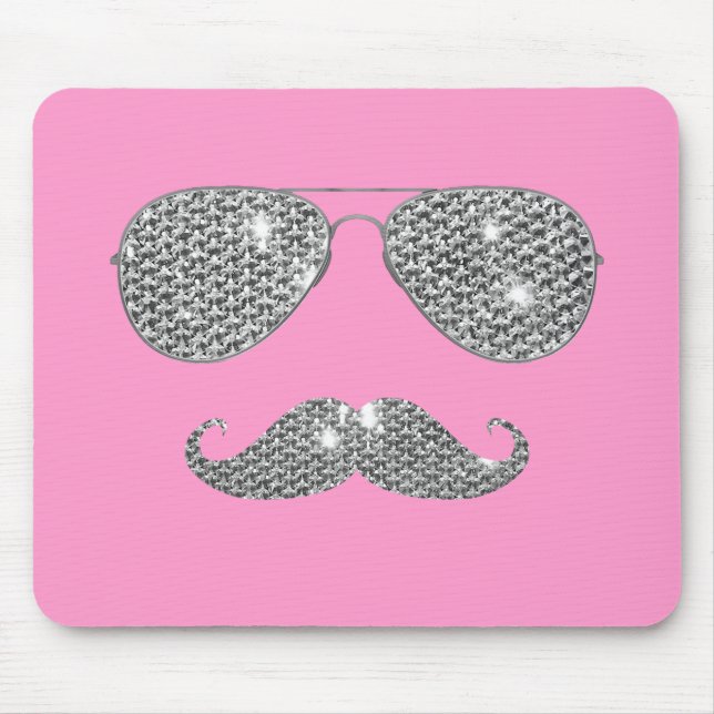 Mousepad Bigode engraçado do diamante com vidros (Frente)