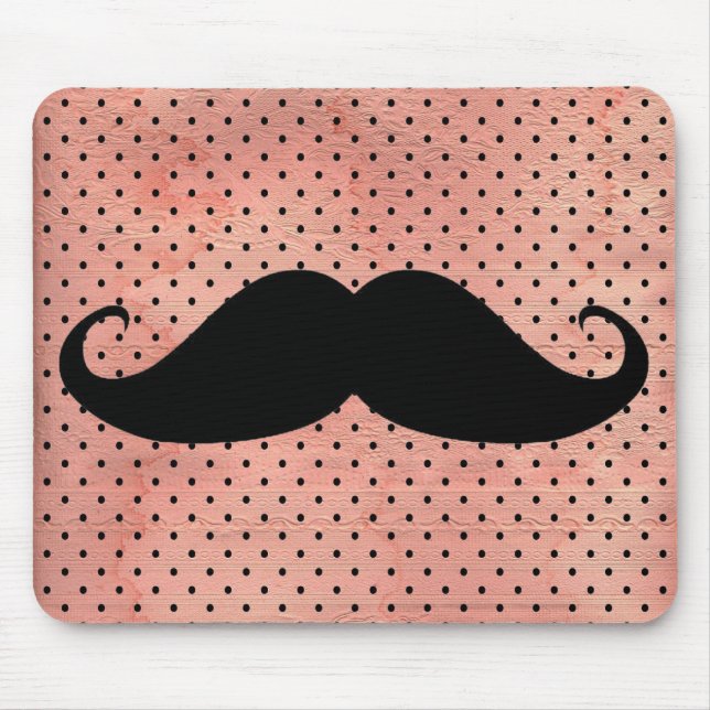 Mousepad Bigode engraçado no fundo cor-de-rosa bonito das (Frente)