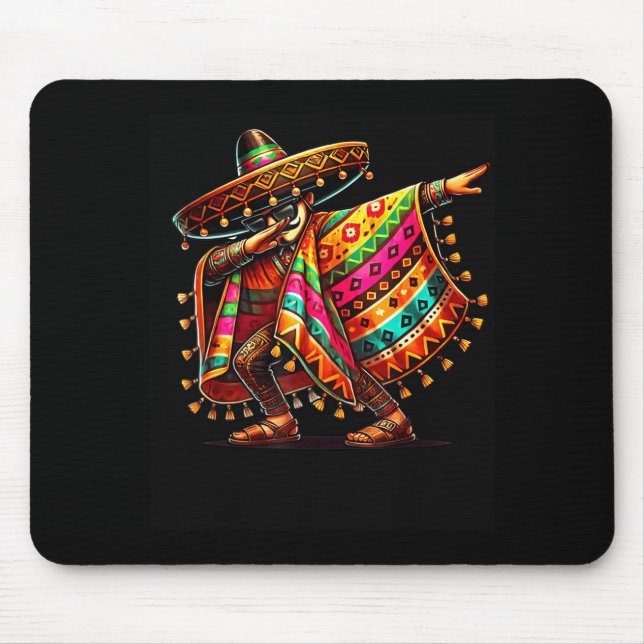 Mousepad Bigode sombrero dabbing mexicano cinco de maio (Frente)