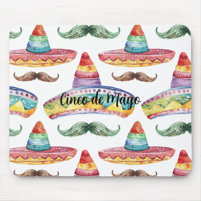 Mousepad Bigodes Verdes Marrons Cinco de Maio (Frente)