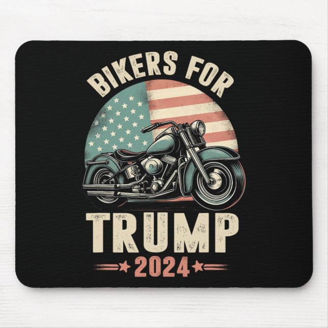 Mousepad Bikers For Trump 2024 Motorcycle Us American Flag (Frente)