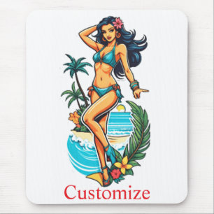 Mousepad Bikini Beach Girl Thunder_Cove, Cuja Cabeça Negra
