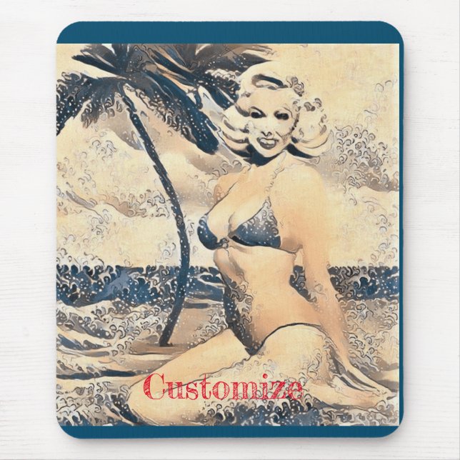 Mousepad Bikini - Modelo Thunder_Cove da Loira de Kneeling (Frente)