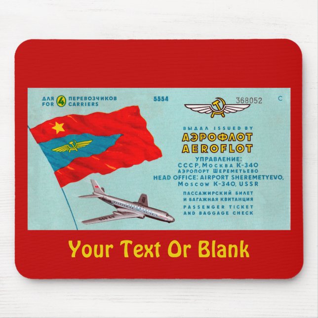 Mousepad Bilhete de Passageiros Aeroflot (Frente)