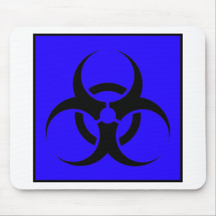 Mousepad Bio azul de advertência do símbolo do sinal do