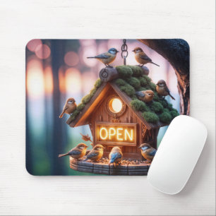 Mousepad Birdhouse com sinal aberto de Neon