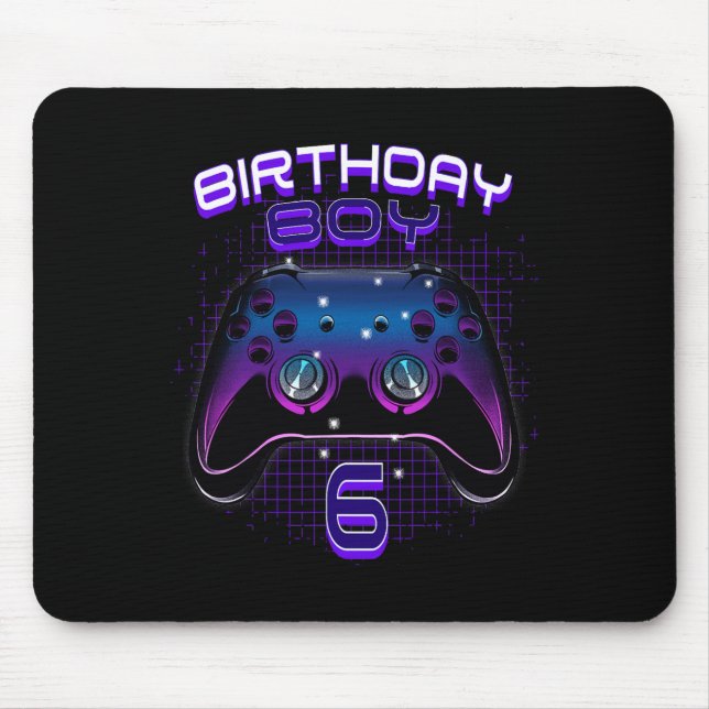 Mousepad Birthday Boy 6 Video Game Controller Gamer 6 Bir (Frente)