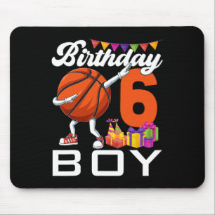 Mousepad Birthday Boy de 6 anos Dabbing Bysketbyll Byll Byl