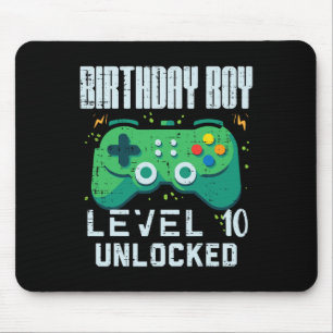 Mousepad Birthday Boy Level 10 Gamer Controller 10 Desbloqu