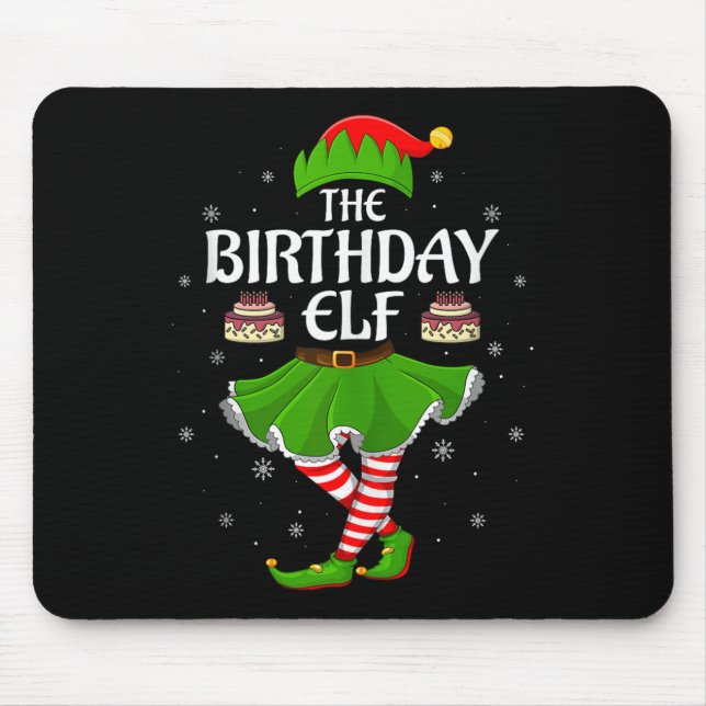 Mousepad Birthday Elf Christmas Family Girls Women Elf Squa (Frente)