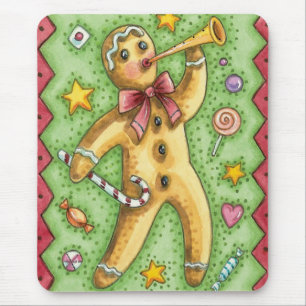 Mousepad Biscoito de Gengibre Fofo Tocando Chifre, Doce de