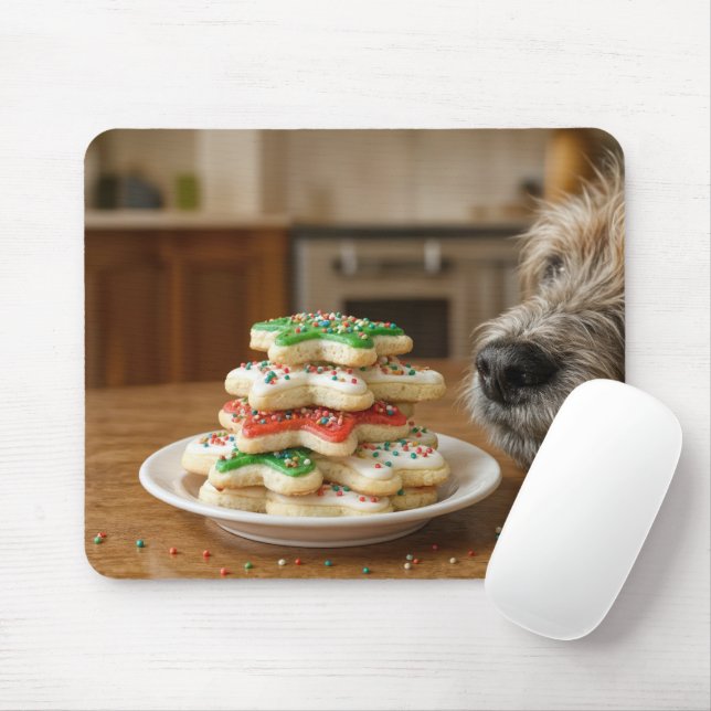 Mousepad Biscoitos de Açúcar de Natal Com Nariz de Cachorro (Com mouse)