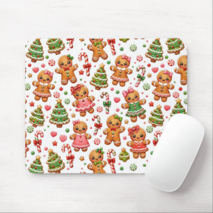 Mousepad Biscoitos de Gengibre de Natal e Bastões de Doces