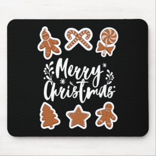 Mousepad Biscoitos de Natal Feliz Pão Gingerido Homem Árvor