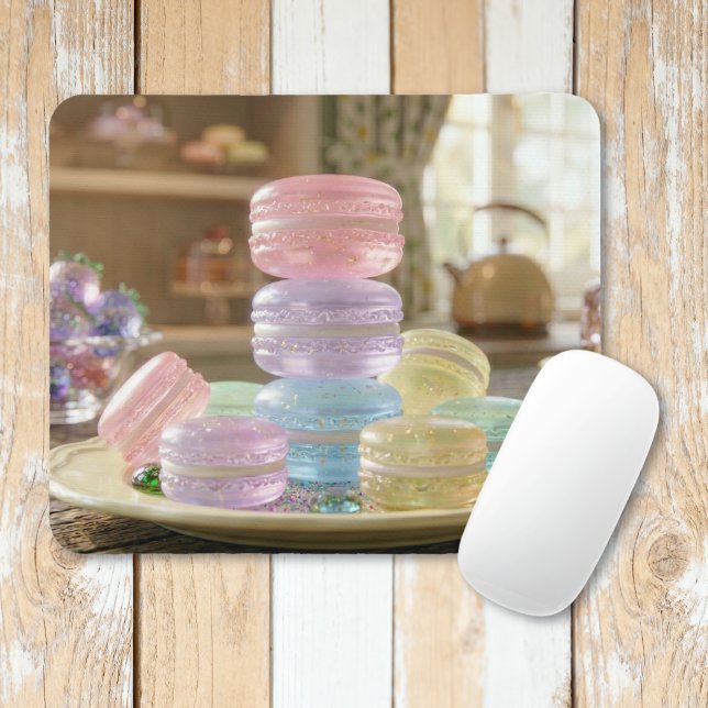 Mousepad Biscoitos Macaron de Vidro Pastel   (Criador carregado)