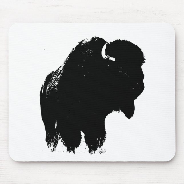 Mousepad Bison Buffalo, Pop de Arte Negra (Frente)