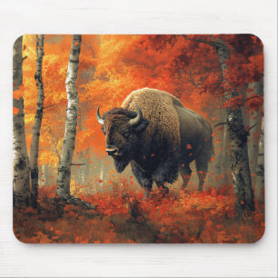 Mousepad Bison no Trabalho de arte de Autumn Woods