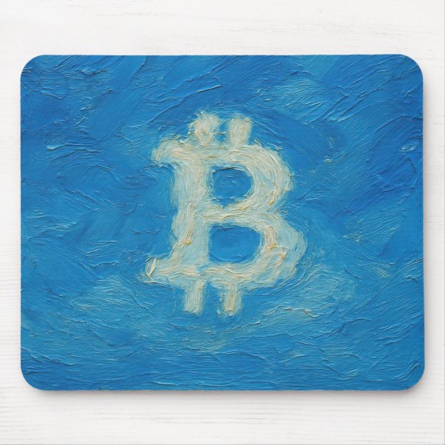 Mousepad Bitcoin Céu Azul (Óleo, Estilo: 2) (Frente)