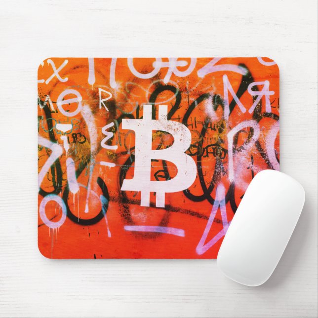 Mousepad "Bitcoin Graffiti" (Estilo #9) Arte de Rua (Com mouse)
