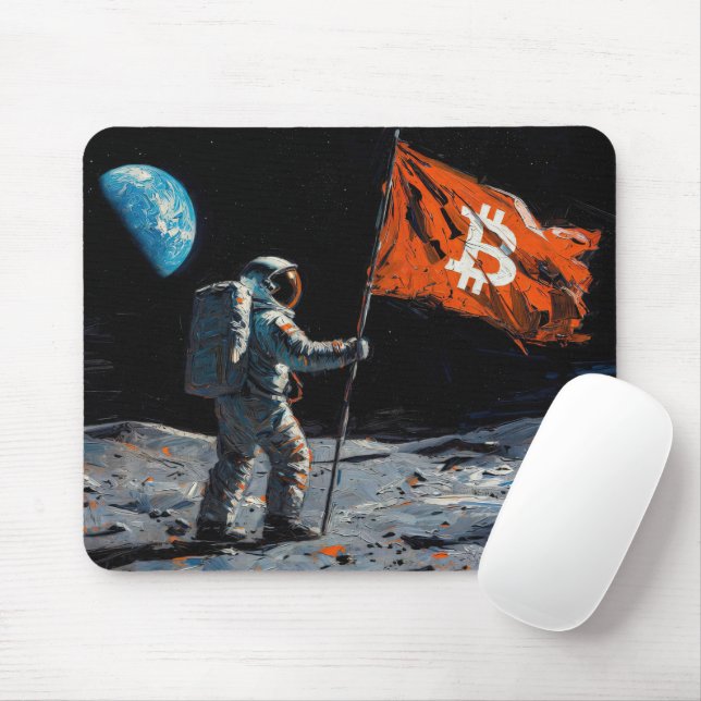 Mousepad "Bitcoin Moon" Pintura a Óleo #5 (Com mouse)