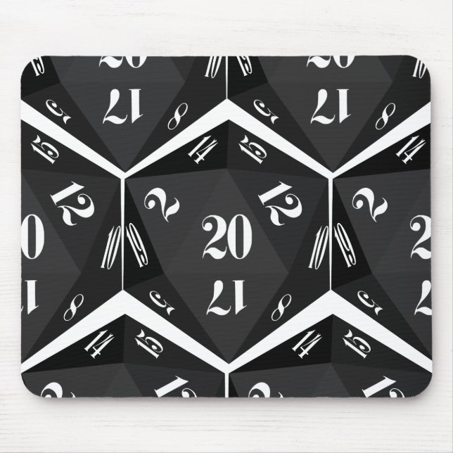 Mousepad Black-20-Sided-Dice-Pattern (Frente)