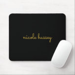 Mousepad Black and Gold Script | Stylish Monogram Modern<br><div class="desc">A simple stylish custom monogram design in an casual handwritten in striking monochrome Black. The monogram can easily be personalized to make a design as unique as you are! The perfect trendy gift or accessory for any occasion.</div>