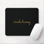 Mousepad Black and Gold Script  | Stylish Monogram Modern<br><div class="desc">A simple stylish custom monogram design in an casual handwritten in striking monochrome Black. The monogram can easily be personalized to make a design as unique as you are! The perfect trendy gift or accessory for any occasion.</div>