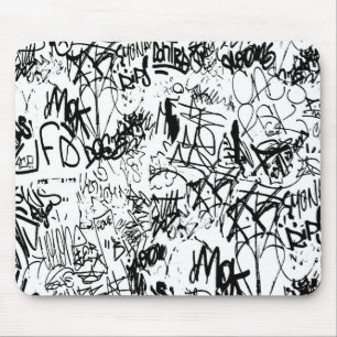 Mousepad Black and White Graffiti Abstract Collage