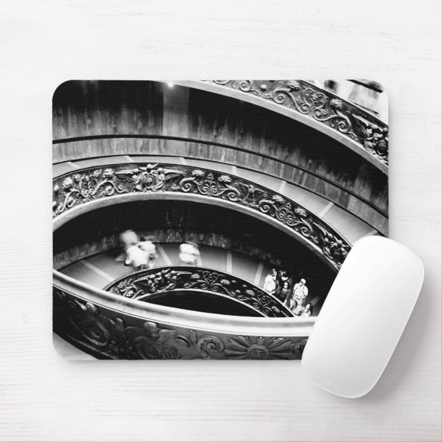 Mousepad Black and White Spiral Staircase (Com mouse)