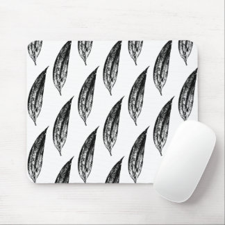 Mousepad Black and White White Lily Leaf Print