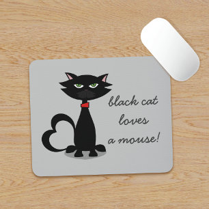 Mousepad Black Cat Adora Um Pad De Mouse De Cinza