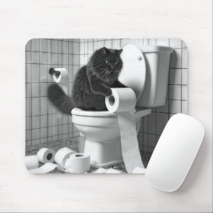Mousepad Black Cat Desfazendo um Rolamento de Papel de Banh