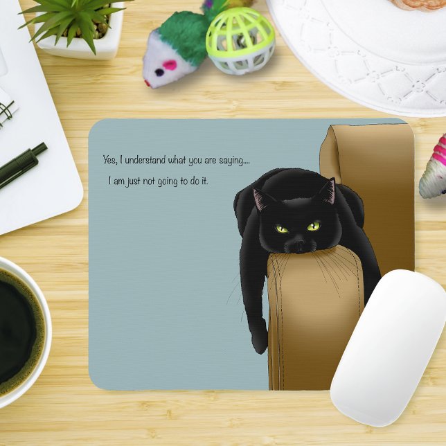 Mousepad Black Cat Funny Sassy Blue (Criador carregado)