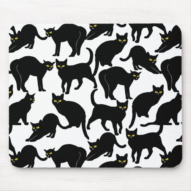 Mousepad Black Cats on White (Frente)