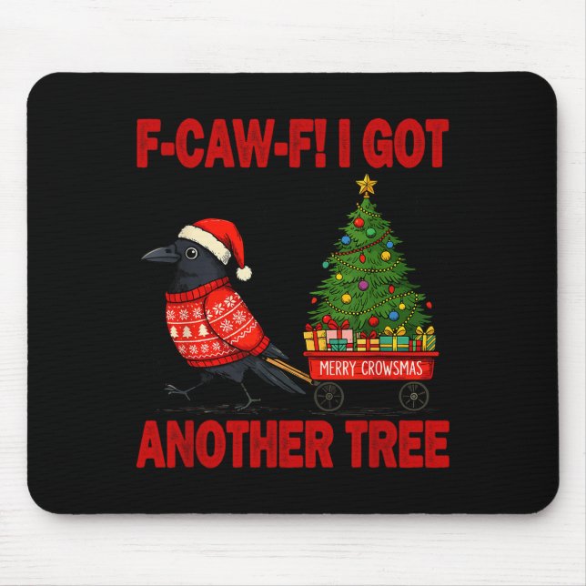 Mousepad Black Crow F-caw-f Funny Bird Merry Crowstmas Adul (Frente)