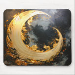 Mousepad Black Gold Abstract Swirl Modern Moon<br><div class="desc">Energy,  and elegance metallic moon with flowing golden swirl against a deep black background.</div>