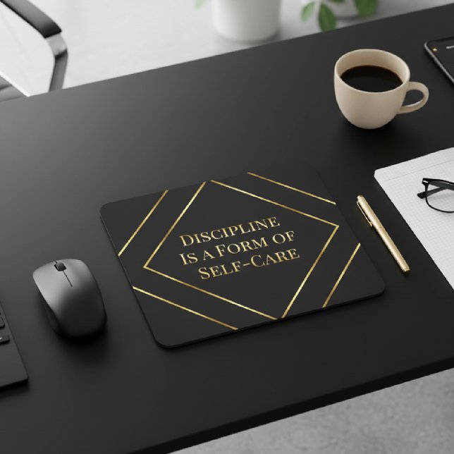 Mousepad Black & Gold Minimalista para Escritório  (Criador carregado)
