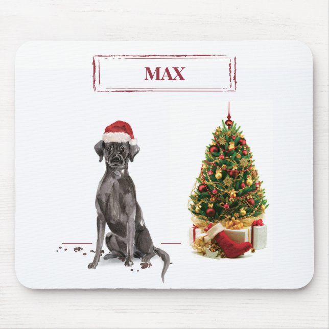 Mousepad Black Lab Cachorro Natal Divertido e Árvore (Frente)