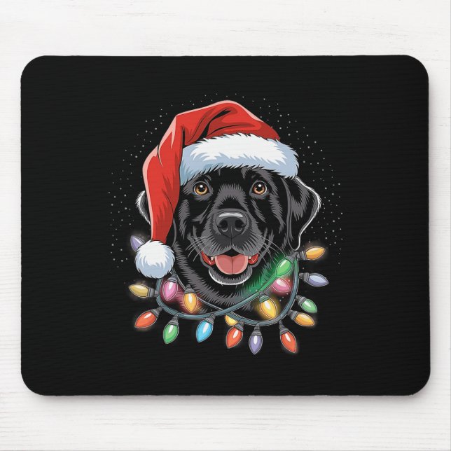 Mousepad Black Lab Labrador Árvore de Natal Light Pajama Do (Frente)