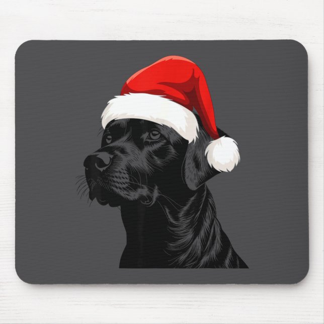 Mousepad Black Lab Labrador Chapéu de Papai Noel Festa de N (Frente)